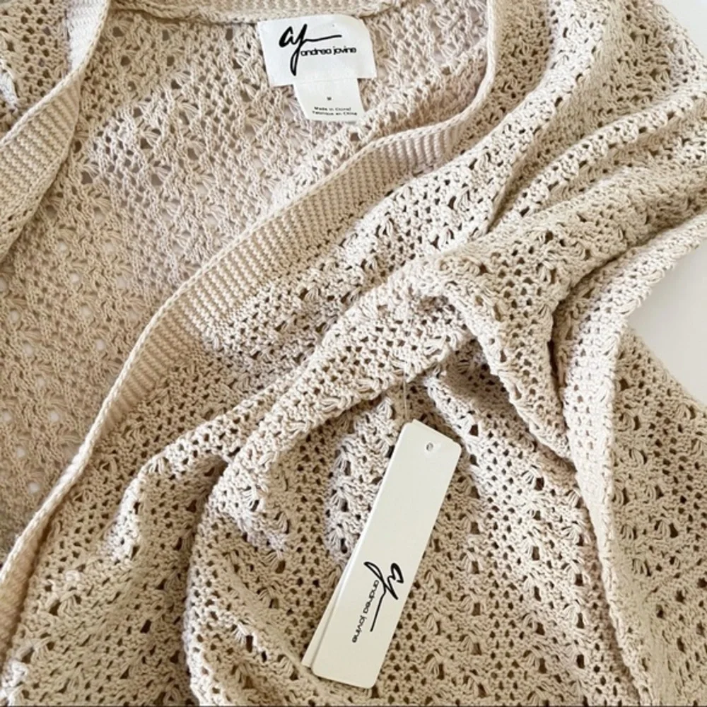 NWT Andrea Jovine Cream Beige Crochet Jacket - Picture 8 of 11
